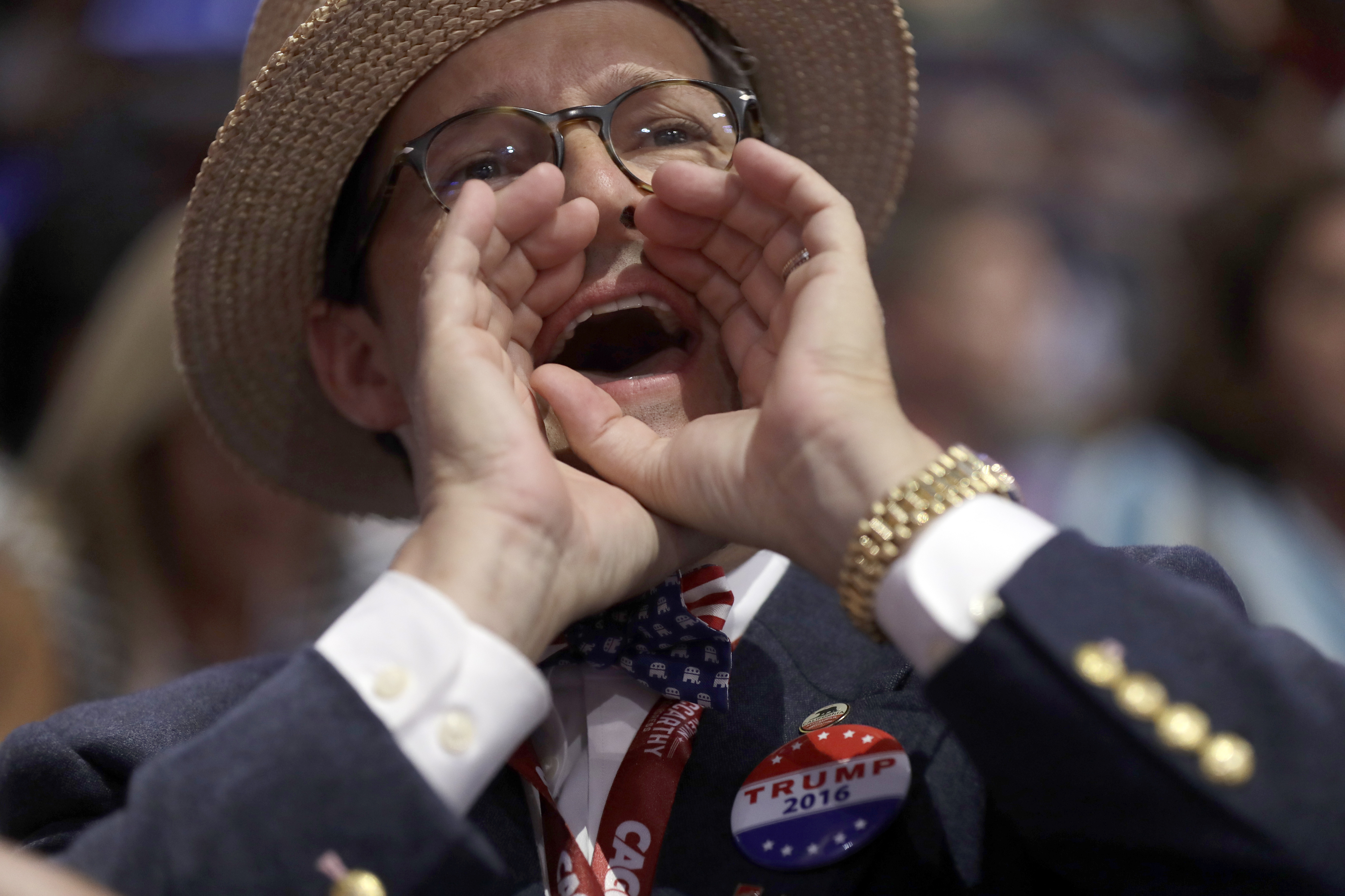 Un delegado de California grita durante la convención./AP
