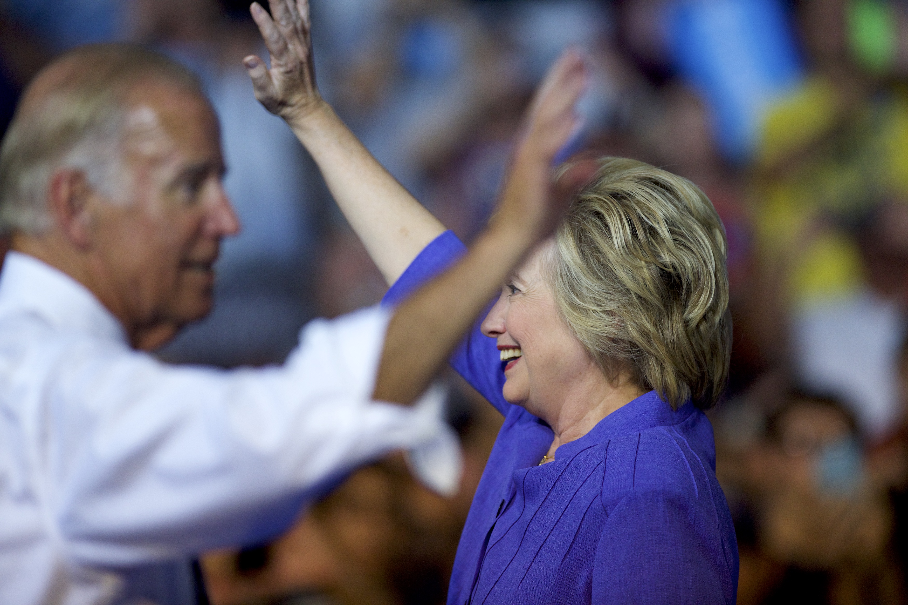 Hillary Clinton y Joe Biden en un acto electoral en Scranton, Pensilvania./Getty Images